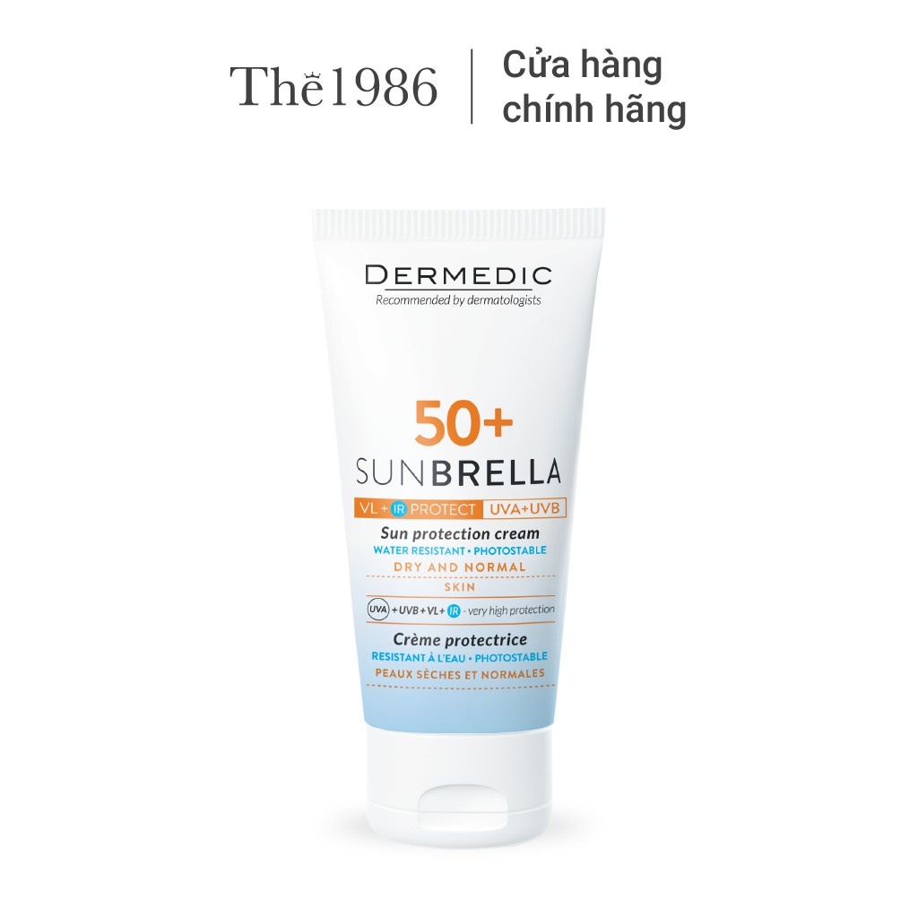 Kem chống nắng dành cho da khô Dermedic Sunbrella SPF 50+ Sun Protection Cream Dry And Normal Skin 50g