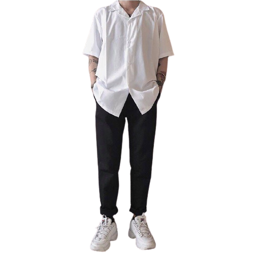 Áo sơ mi tay ngắn nam nữ form rộng cổ vest, áo sơ mi cộc tay unisex chất vải lụa giãn, mềm mại thương hiệu MMC - SMV | BigBuy360 - bigbuy360.vn