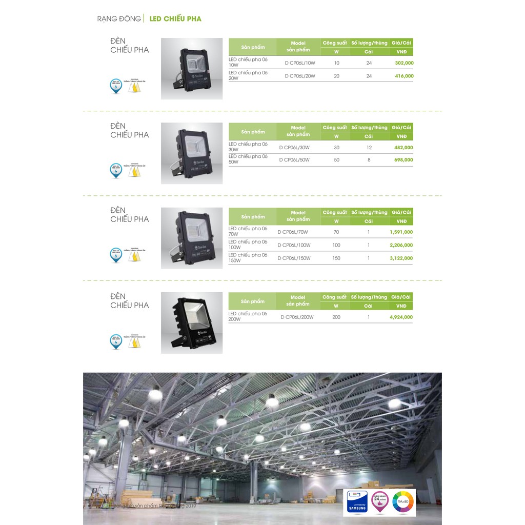 Đèn Pha LED 70W Rạng Đông Model: D CP06L 70W CHỐNG NƯỚC TỐT