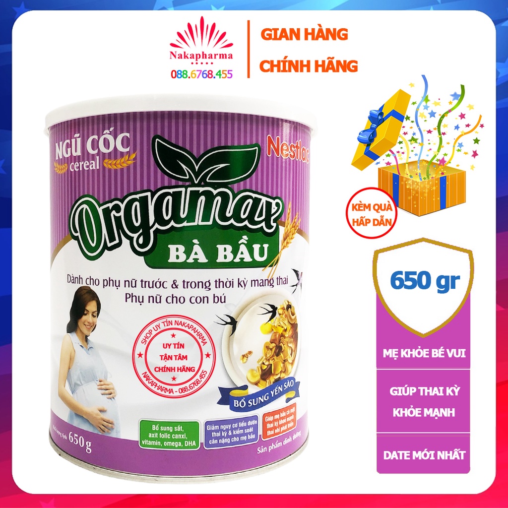 Ngũ Cốc Cereal Orgamax Nestla Bà Bầu 650g – Bổ sung acid folic, sắt cho bà bầu, giảm mệt mỏi thai kỳ, bé phát triển khỏe