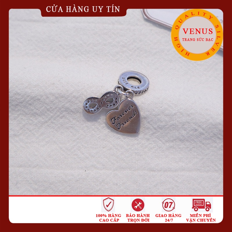 [Charm bạc 925 cao cấp] Charm treo tim tình bạn vô cực- Mã sản phẩm VENUSTB
