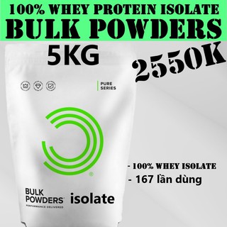 Bulk powders isolate 90 5kg - 100% whey protein isolate tinh khiết phát triển cơ nạc