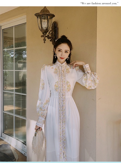 Đầm mãi hoạ tiết thiết kế cao cấp