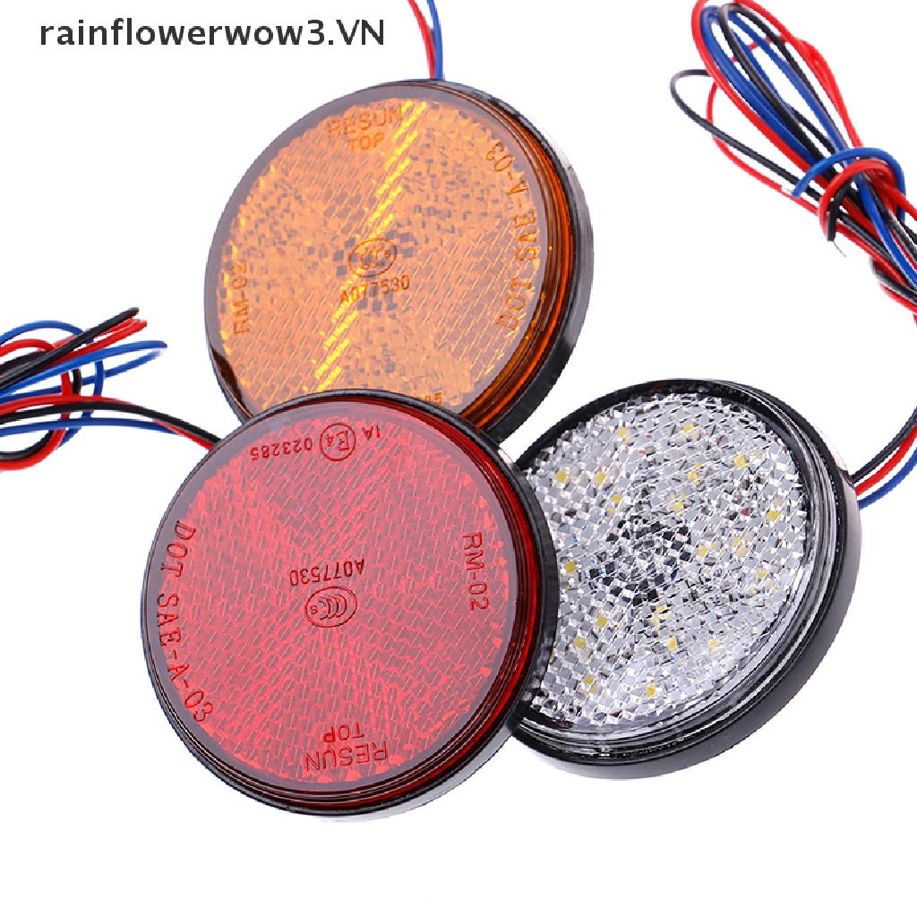 1 Đèn Phanh Tròn 24 Bóng LED Gắn Đuôi Xe Hơi / Xe Máy Phản Quang