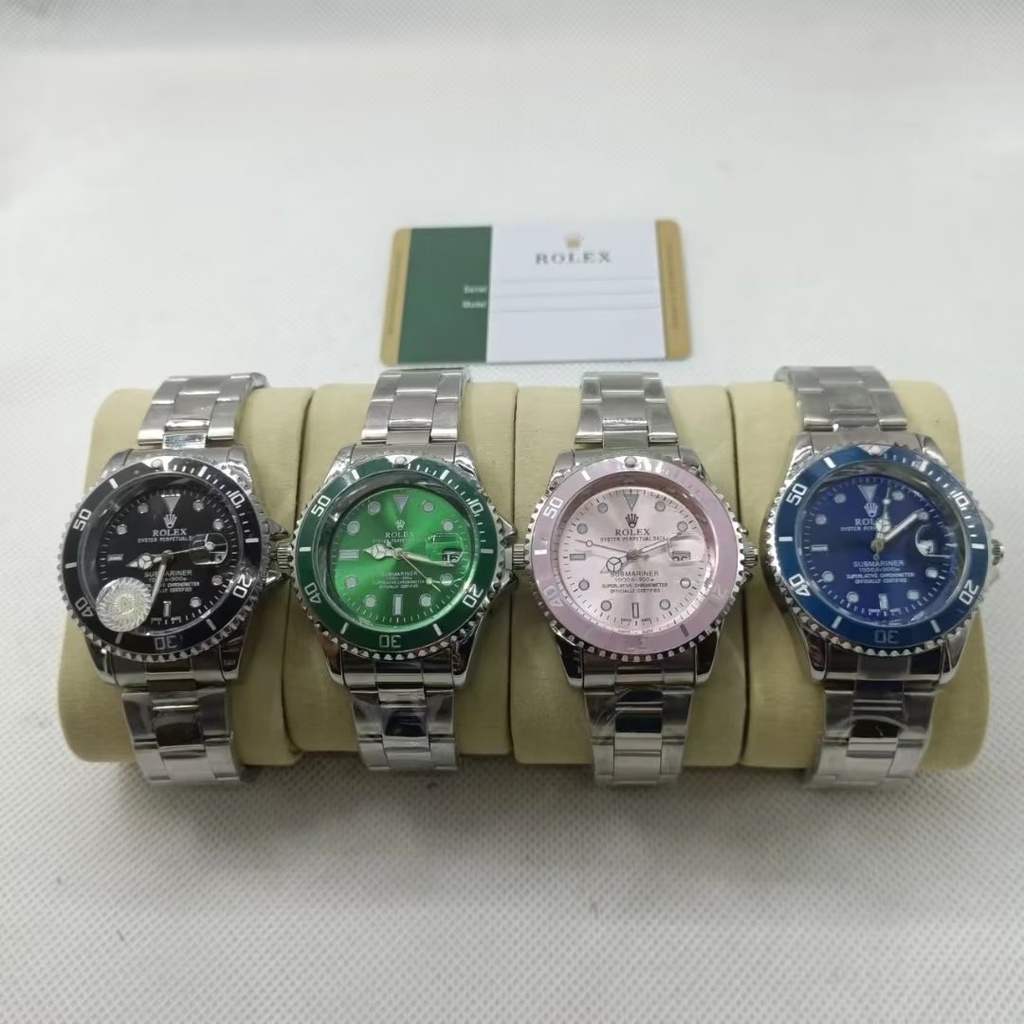 Rolex Đồng Hồ Đeo Tay Thạch Anh Tròn Bằng Thép Silica gel Chống Nước Cổ Điển Sang Trọng Cá Tính Cho Cặp Đôi Xu Hướng Thời Thượng