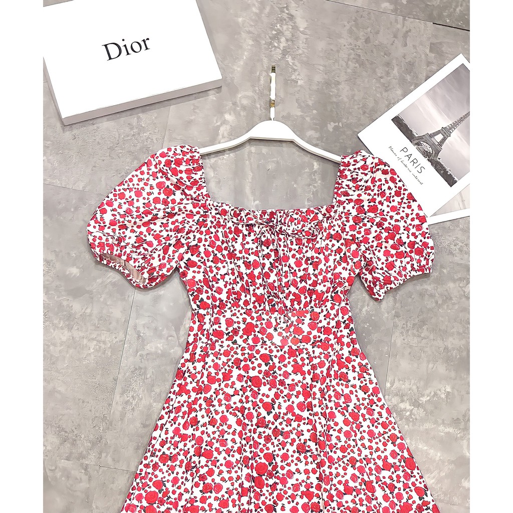 [Ảnh thật/video] Váy hoa nhí xẻ tà tay bồng Đầm maxi hoa nhí đi biển cực đẹp | BigBuy360 - bigbuy360.vn