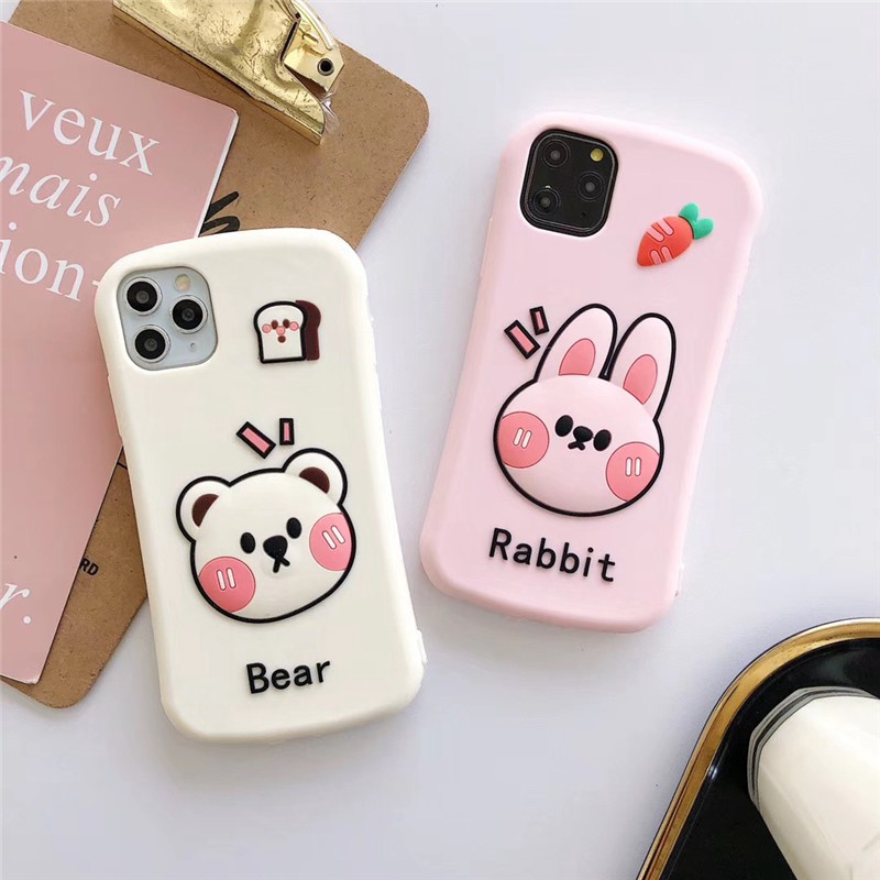 Ốp điện thoại bằng silicone hình con gấu /thỏ cho Iphone 11 Pro Max X XS MAX XR 7 8 6 6S Plus iphone 11 pro max