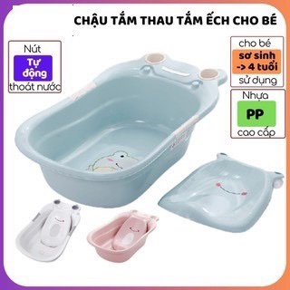 Chậu tắm cho bé ,thau tắm bé sơ sinh kèm tựa lưng con ếch và 2 cốc nhựa cao cấp