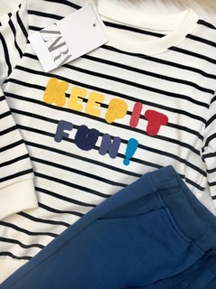 Bộ nỉ Zara Keep It Fun 1-5Y (có ảnh thật)