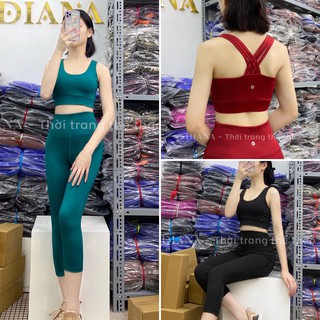 ✅ 🎯 MẶC LÀ ĐẸP - Ảnh THẬT 100% 🎯✅ Bộ lửng tập GYM nữ đa năng - Yoga nữ - Set lửng thể thao nữ lưng đan dây 1 màu