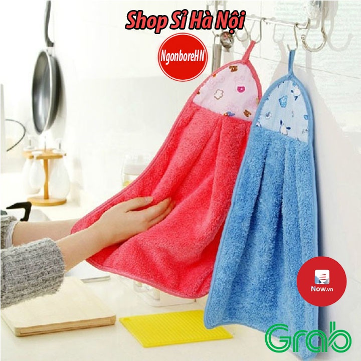 Khăn lau tay nhà bếp có móc treo tường, sợi cotton siêu mềm GD130