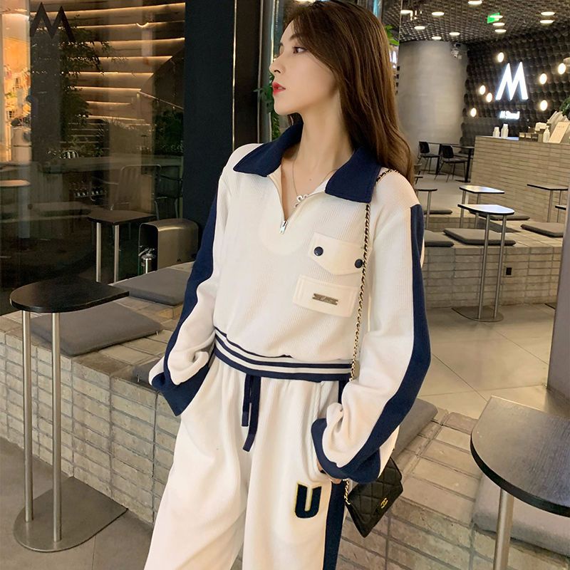 Bộ Đồ Thể Thao Hai Mảnh Dáng Rộng Thêu Họa Tiết Phong Cách Hàn Quốc Thời Trang Mùa Thu 2022 Dành Cho Bạn Nữ