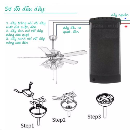 Bộ mạch điều khiển quạt trần từ xa - Remote điều khiển từ xa cho quạt trần, quạt đèn trần