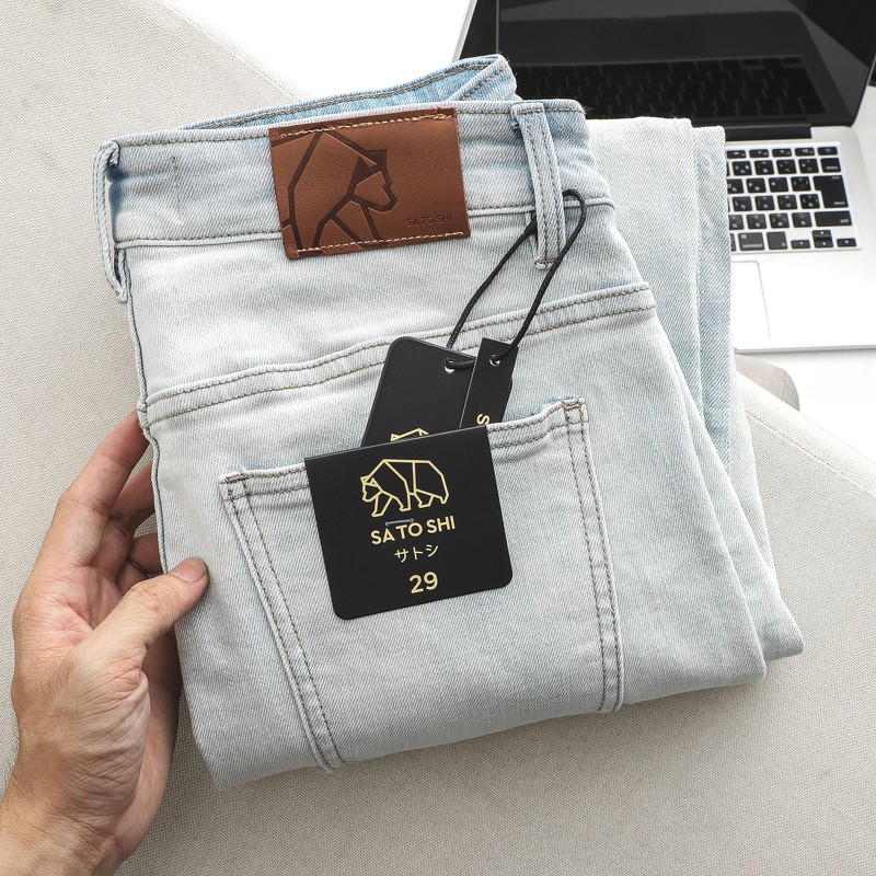 |Hẻm Store| Quần jean nam SATOSHI SAQJ29 màu xanh nhạt trơn, chất liệu slimfit co giãn form dày dặn | BigBuy360 - bigbuy360.vn