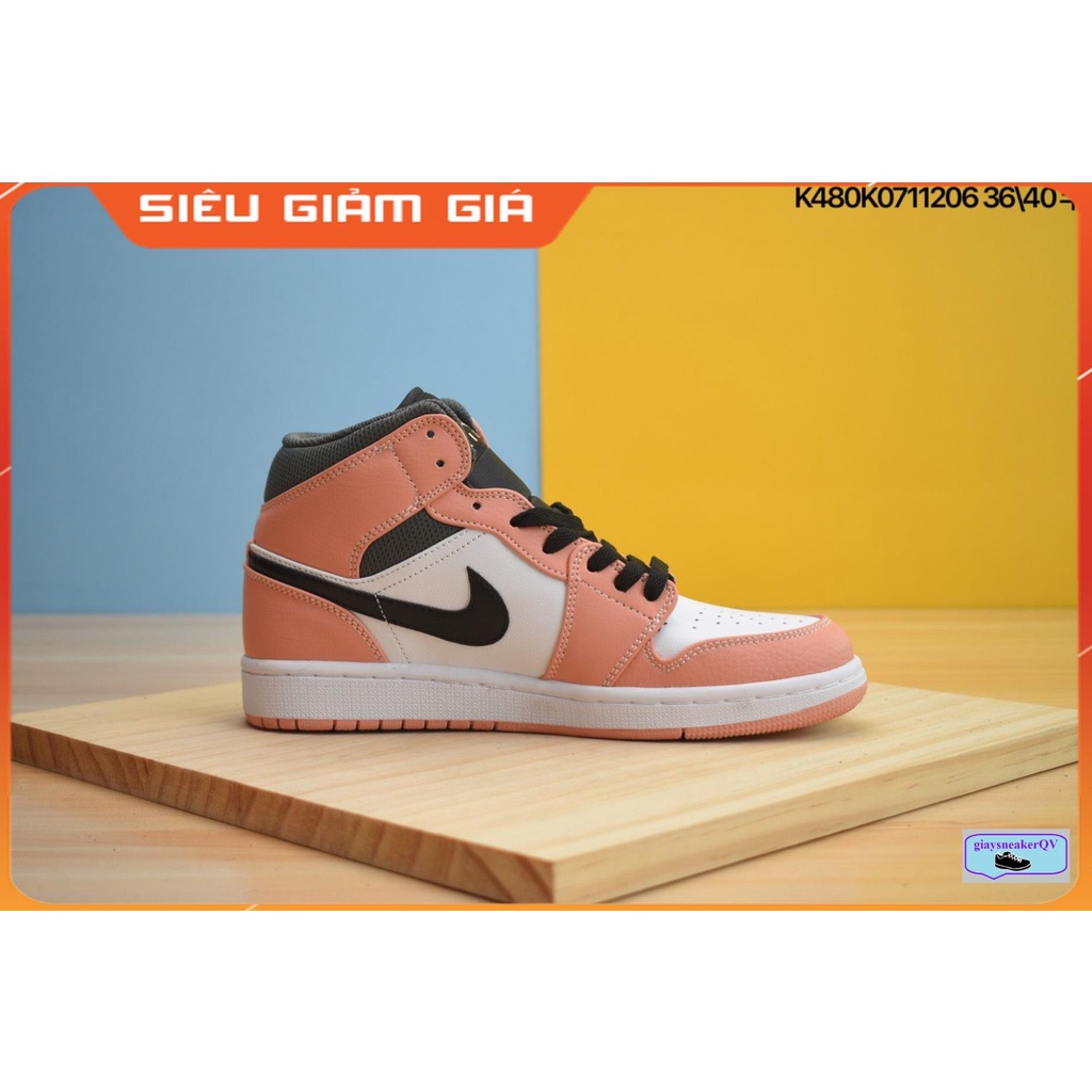 Giày thể thao Air Jordan 1 Mid Pink Quartz  hồng cổ lỡ siêu hot, giá yêu thương dành cho nữ