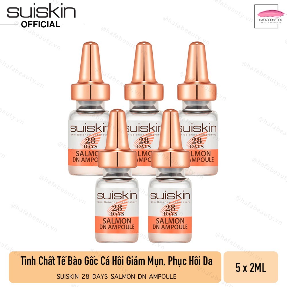 Bộ 5 chai Tế bào gốc từ DNA cá hồi giảm mụn phục hồi da sau 28 ngày Suiskin Salmon DN Ampoule _ Suiskin Chính Hãng
