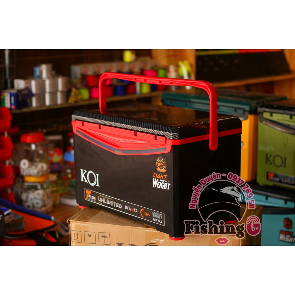 Thùng Chuyên Câu Đài KOI 28L Full Phụ Kiện