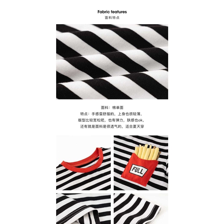 [Hàng Có Sẵn Hàng Có Sẵn Hàng] Áo Thun Cotton Ba Chiều Kẻ Sọc Tay Lửng Thời Trang Mùa Hè Cho Bé Gái