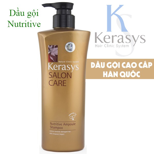 Cặp dầu gội xả Kerasys Nutritive Ampoule phục hồi hư tổn và chống tia UV cho tóc Hàn Quốc 600ml