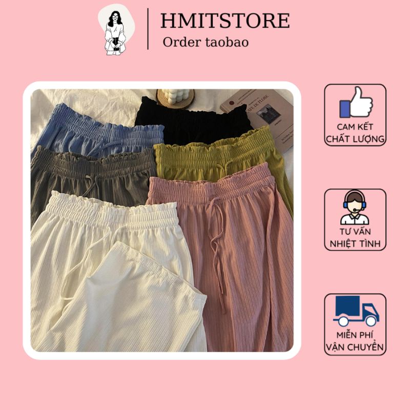 Quần ống suông cạp chun lưng cao mẫu mới 2022 Hmitstore