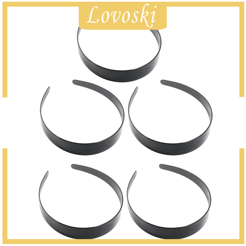 Bộ 5 Băng Đô Cài Tóc Bằng Nhựa Màu Đen Trơn Rộng 3cm DIY