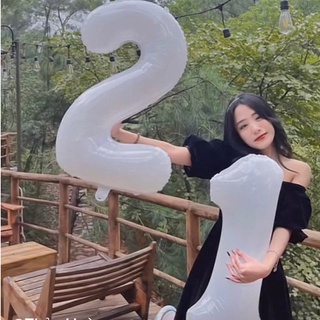 [ SIZE ĐẠI 70cm] Bóng số tuổi trang trí sinh nhật màu trắng phong cách Hàn Quốc