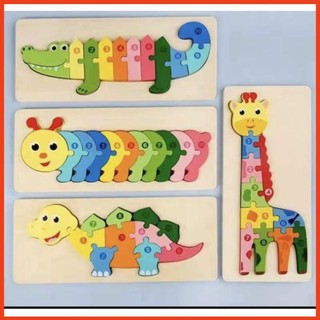 Tranh ghép gỗ con vật nối số từ 1- 10 cho bé