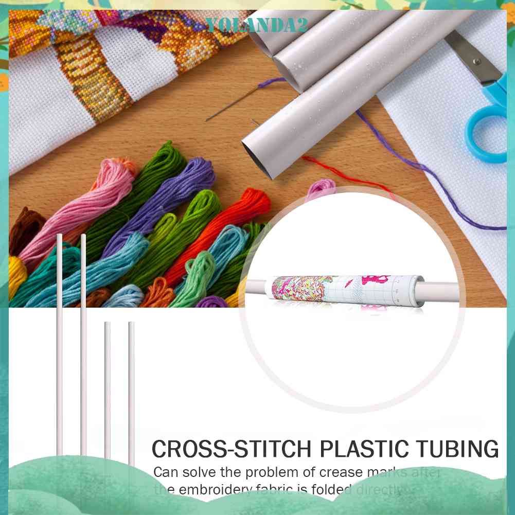 Bộ 2 Ống Cuộn Chỉ Thêu Chữ Thập Bằng Nhựa PVC Bền Bỉ