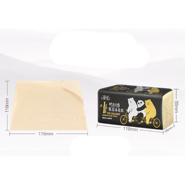 Gói 280 khăn giấy rút gấu trúc MANHUA mềm mịn không tẩy trắng, giấy ăn gấu trúc bột tre, khăn giấy khô bỏ túi đa năng