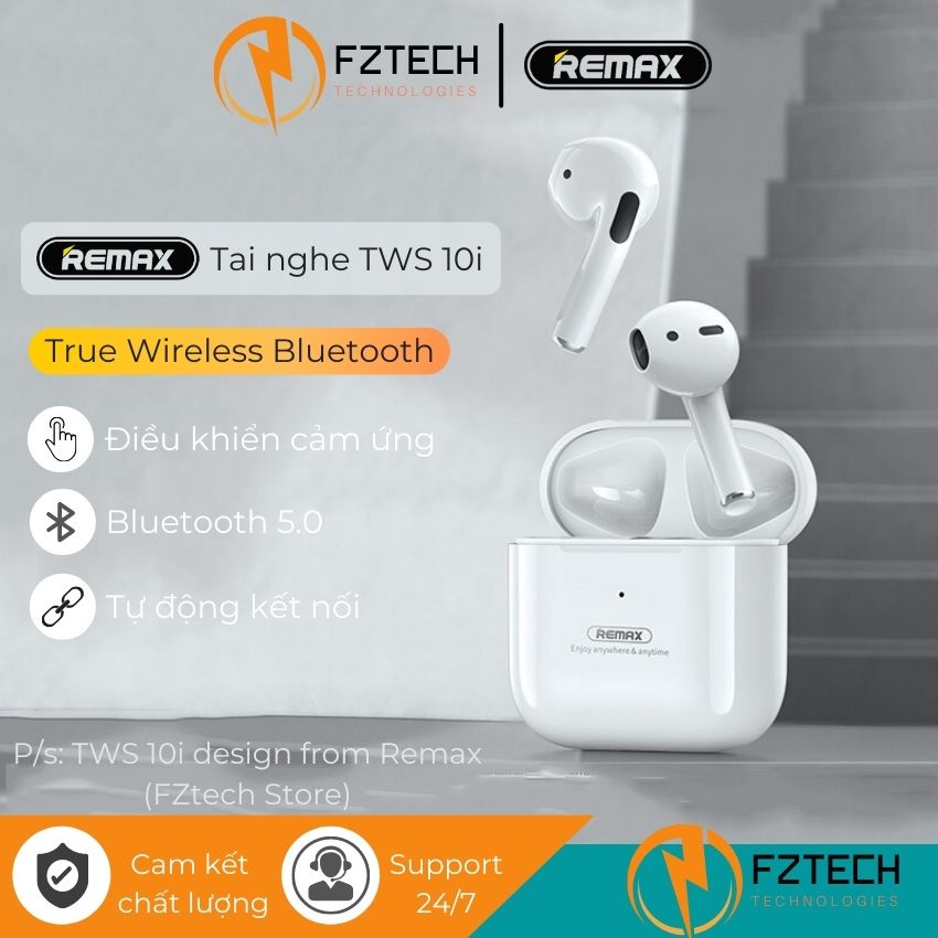 Tai nghe bluetooth không dây Remax TWS 10i FZTECHVN Tai Nghe True Wireless Chính Hãng Bluetooth 5.1 Âm Thanh Hifi