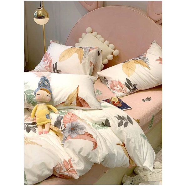 Bộ Chăn Ga Gối ❤️ Cotton living 100% cao cấp đủ size đệm ga giường họa tiết kẻ phong cách Hàn Quốc