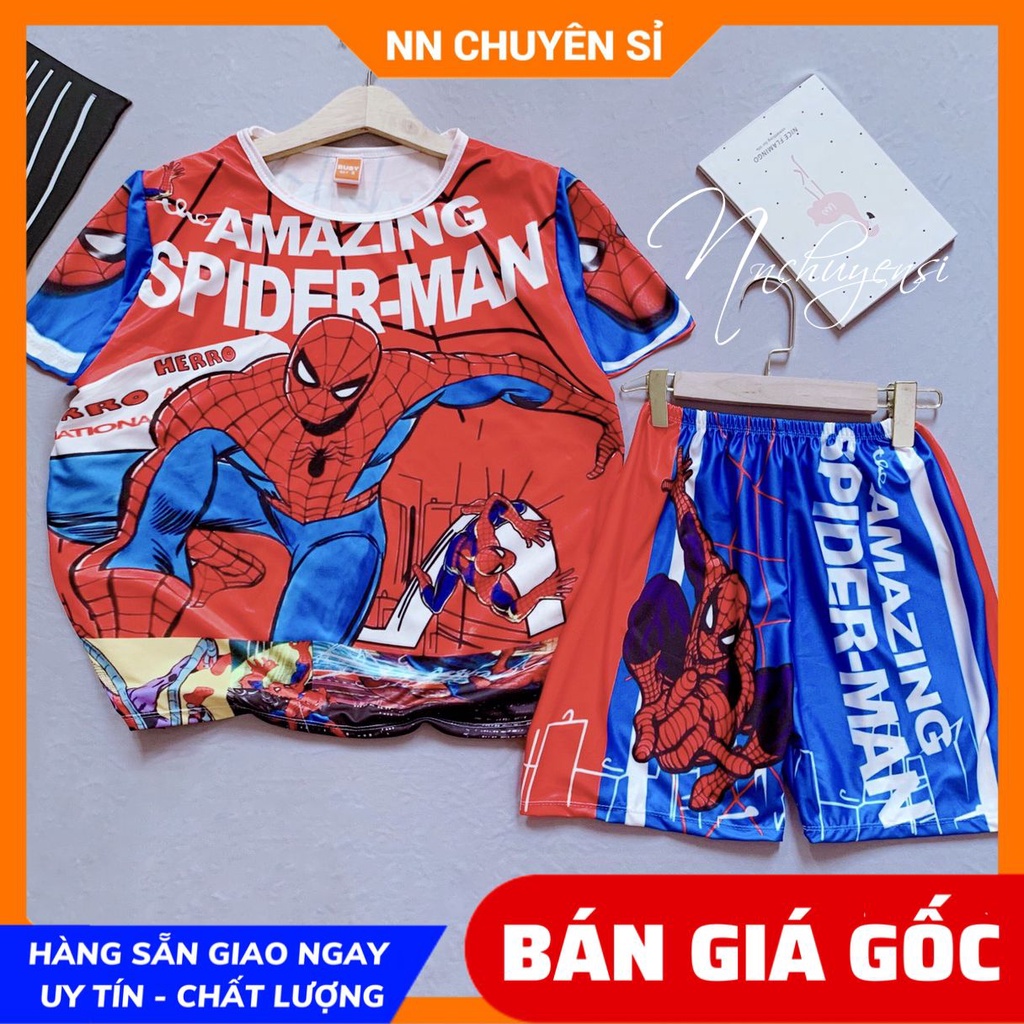 Đồ bộ thun cho bé mặc nhà size đến 47kg chất thun mềm mát in hình siêu nhân hoạt hình dễ thương DBRBD SIZE 4 - M