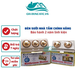 Đèn nhà tắm sưởi ấm gia dụng BTC cao cấp 2 bóng - 3 bóng tráng kim cương nhân tạo, tăng độ ẩm, giảm chói mắt, an toàn