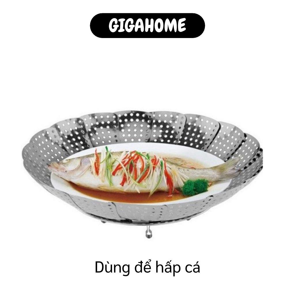 Xửng Hấp GIGAHOME Khay Hấp 24cm Xòe Cánh, Gấp Gọn, Vỉ/ Rổ Hấp Inox Bền Đẹp Tiện Dụng 3231