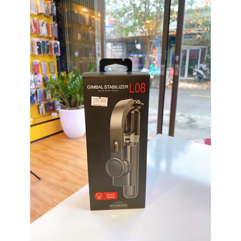 Gậy Selfie Chống Rung Điện Tử Gimbal L08 Có Bluetooth - Có Chân Đỡ Tự Đứng