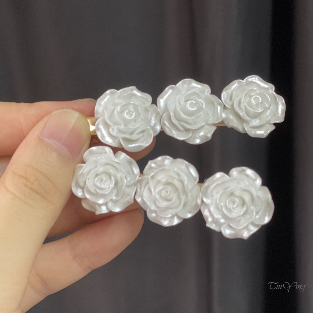 GETNOIVAS Trâm Cài Tóc Handmade Hình Chữ U Đính Hoa Màu Trắng Thanh Lịch Cho Nữ