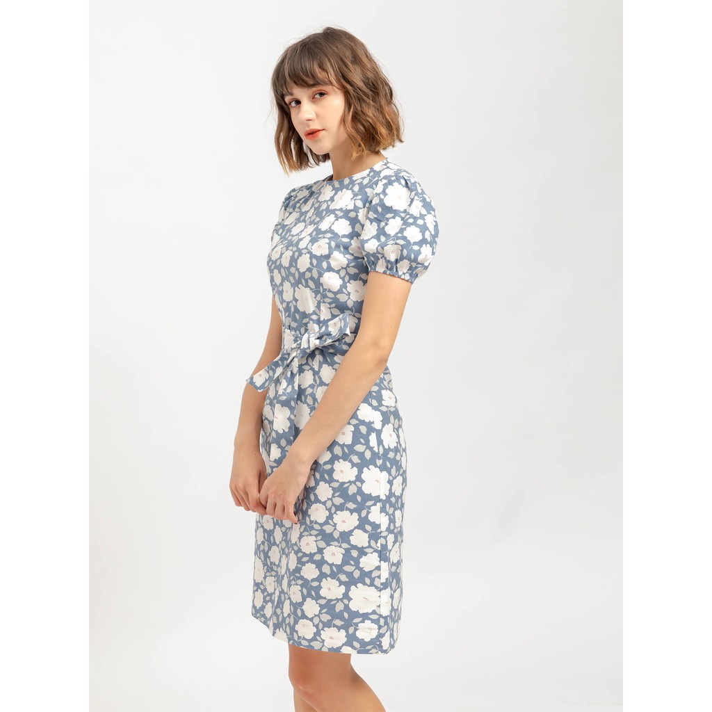 Đầm Hoa Xanh Linen Thắt Dây - YV LE & CO | BigBuy360 - bigbuy360.vn