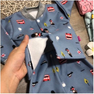 [Hàng loại 1, Chất lượng cao] Bộ quần áo nỉ Bông Xốp thu đông cho bé Mã cài cúc phù hợp cho Bé Trai Bé Gái từ 3 - 14kg