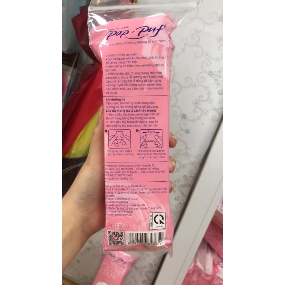 Bông Tẩy Trang Pop-puf 2 công dụng bao zipper ( CHÍNH HÃNG 100%)