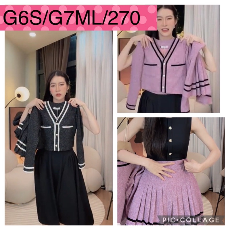 🌺 Set chân váy ly/ áo dài tay thun len Loan Lâm🌺