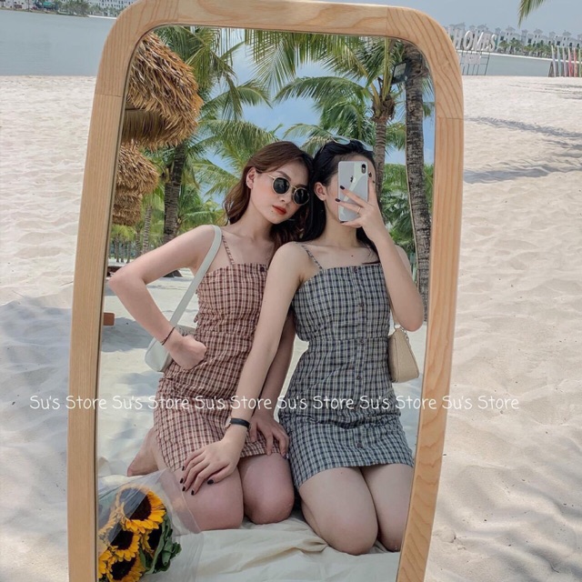 Váy kẻ 2 dây hot hot