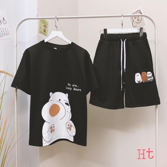 Sét áo gấu má phính + quần đùi đen HT12