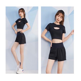 Áo Croptop Phối Lưới Sexy đồ tập gym-yoga nữ