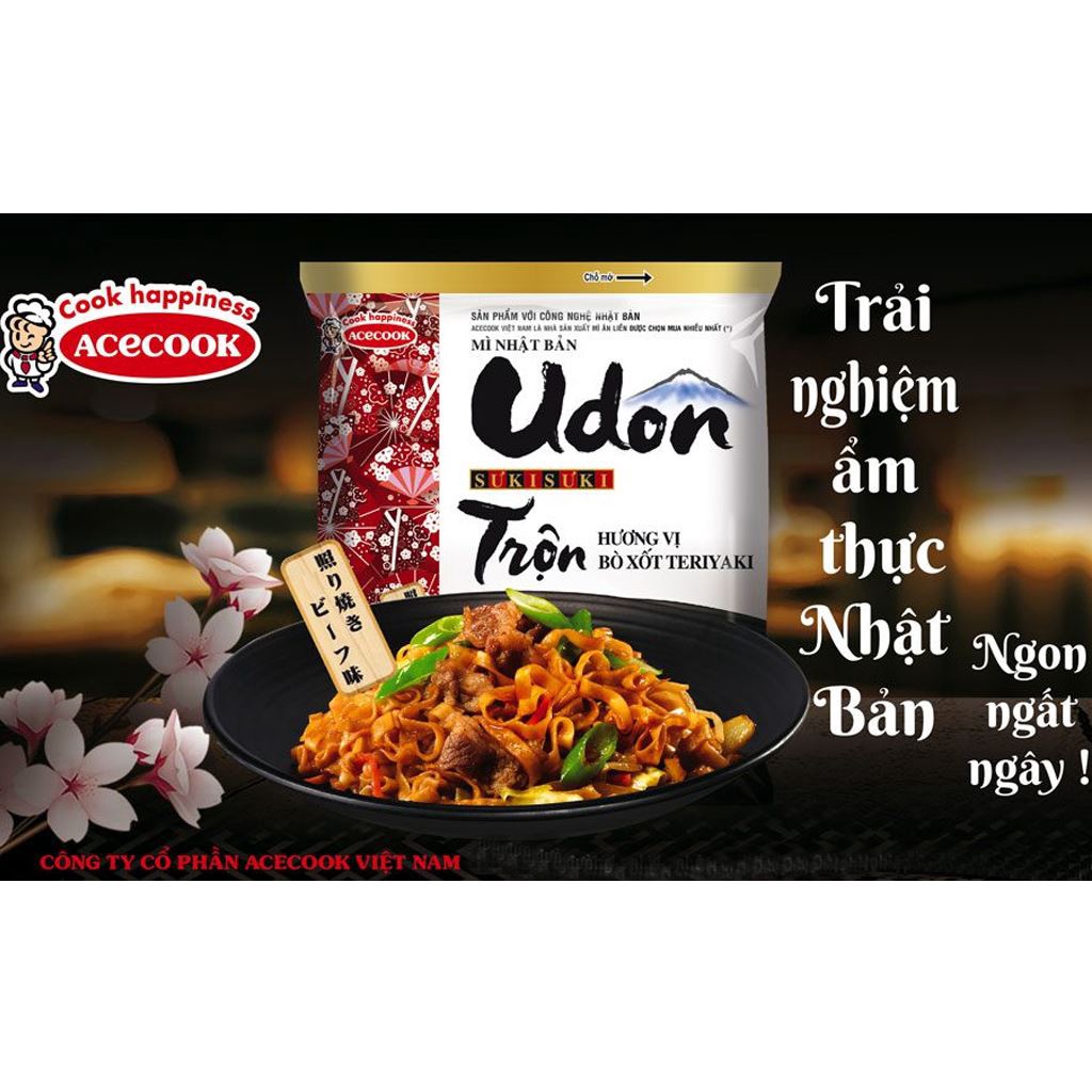 Thùng 24 gói Mì Udon Sưkisưki trộn hương vị bò