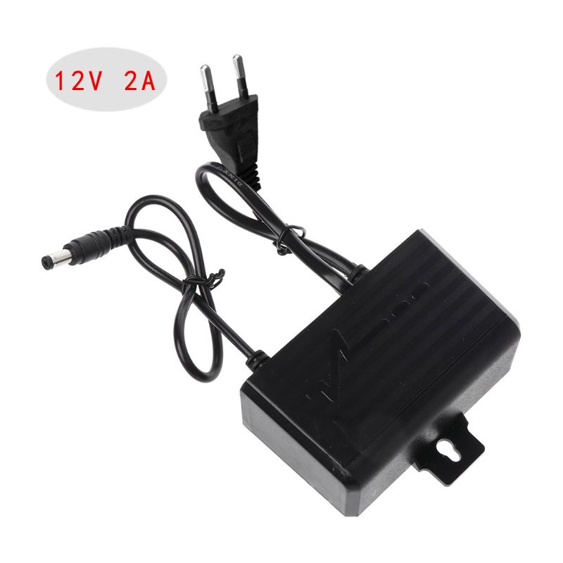 btsg Power Supply AC DC Charger Adapter 12V 2A EU US Plug Waterproof Outdoor for Monitor CCTV CCD Security Camera