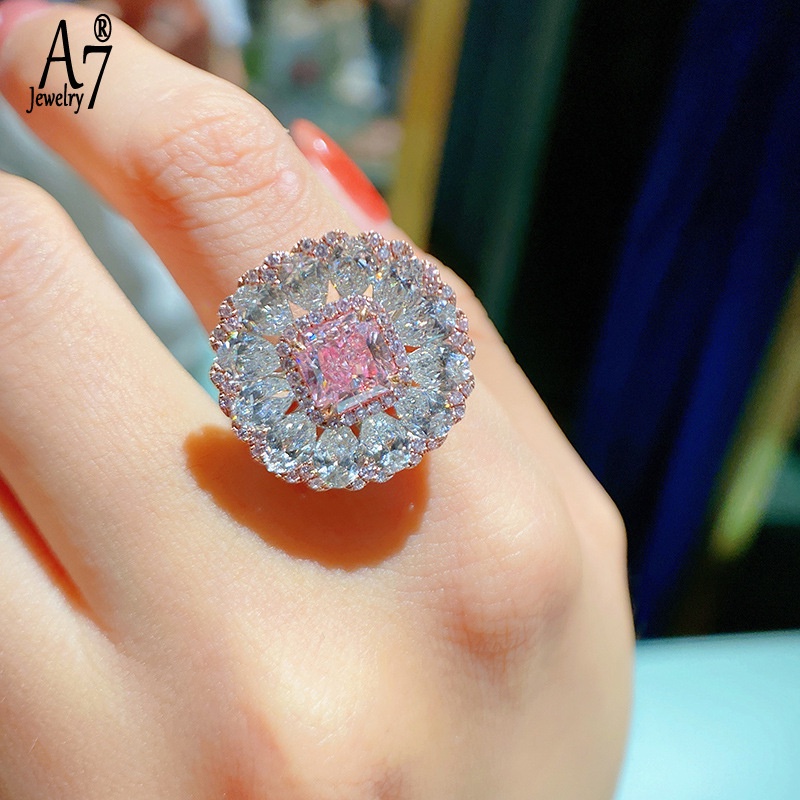 Nhẫn Hở Đính Đá Màu Hồng A7