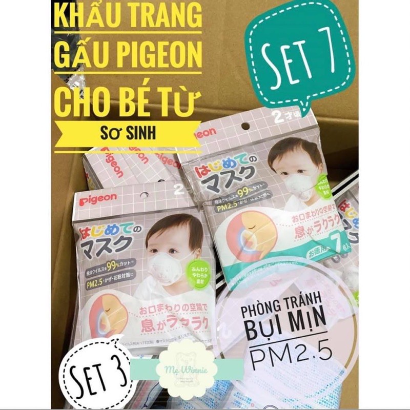 Khẩu trang gấu cho bé - hàng nội địa Nhật, hiệu Pigeon - chống khuẩn 99%