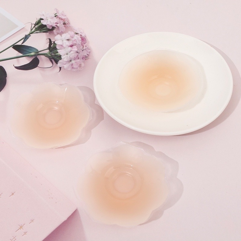 1 Cặp Miếng Dán Ngực Silicone Vô Hình Hình Trái Tim/Bông Hoa Thoải Mái Chống Nấm Mốc Cho Nữ