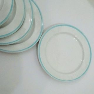 Dĩa sứ Ikea trắng viền xanh