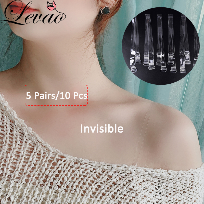 Bộ 5 cặp 10 dây áo ngực LEVAO màu trong suốt có thể điều chỉnh được thoải mái chất lượng cao
